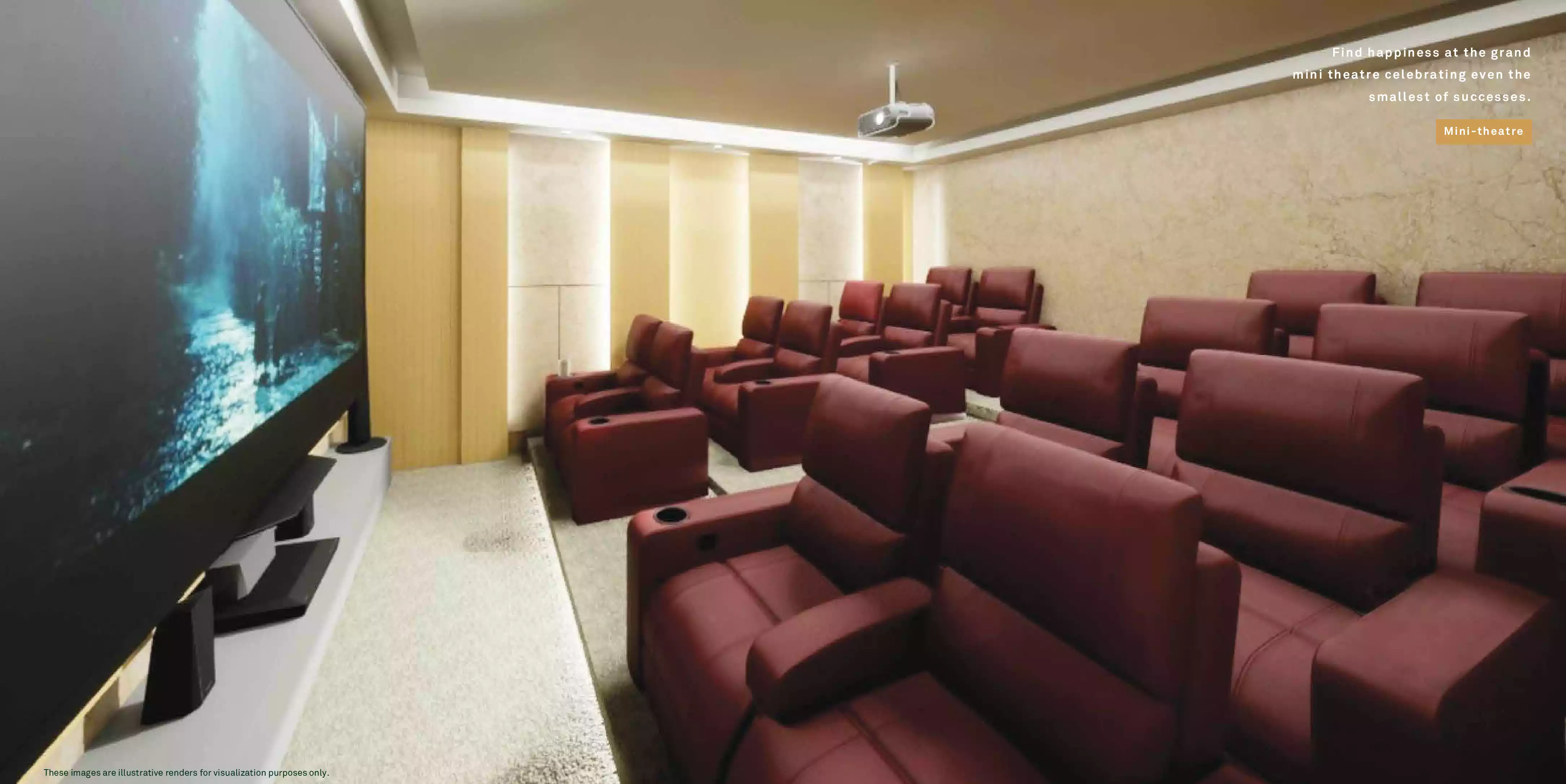Riverdale Grand - residents mini theatre with recliner seating, artistic impression